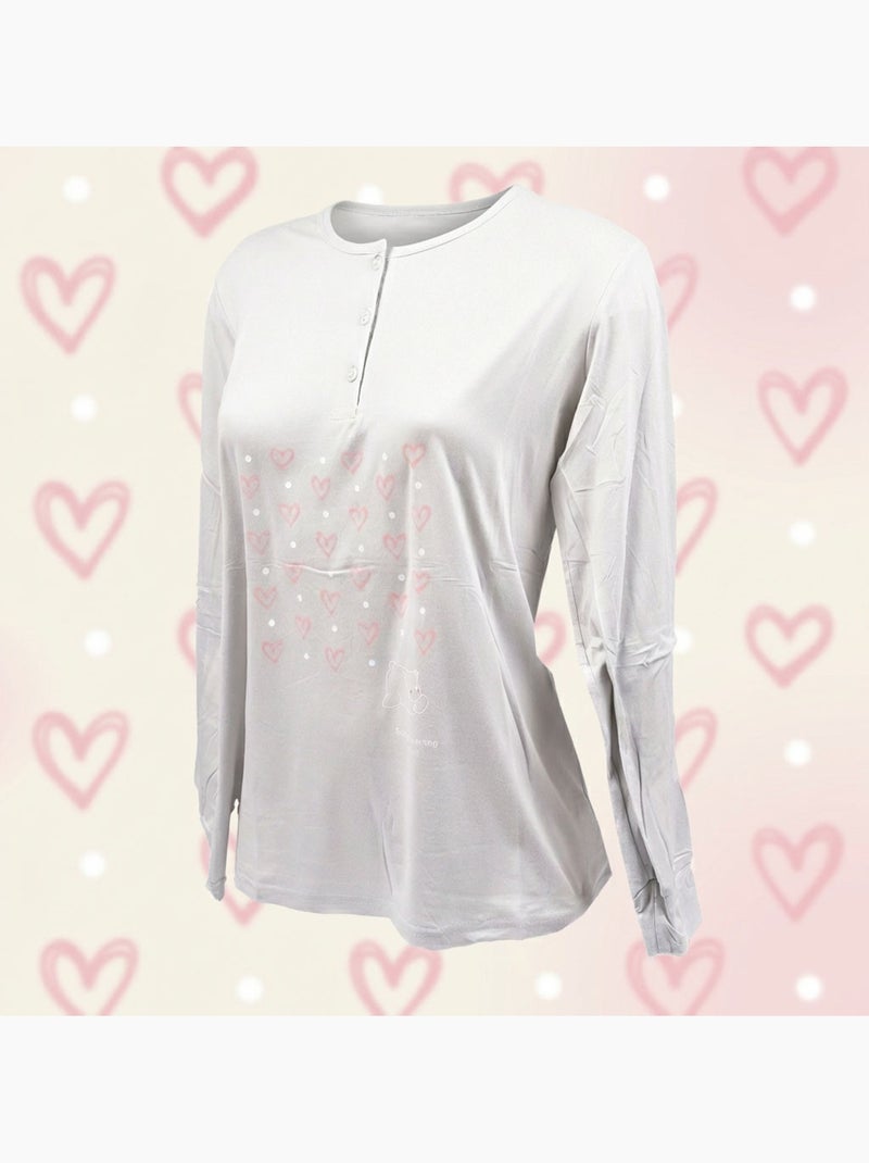 OZABI Conjunto de pijama largo para mujer con mangas largas Gris - Kiabi