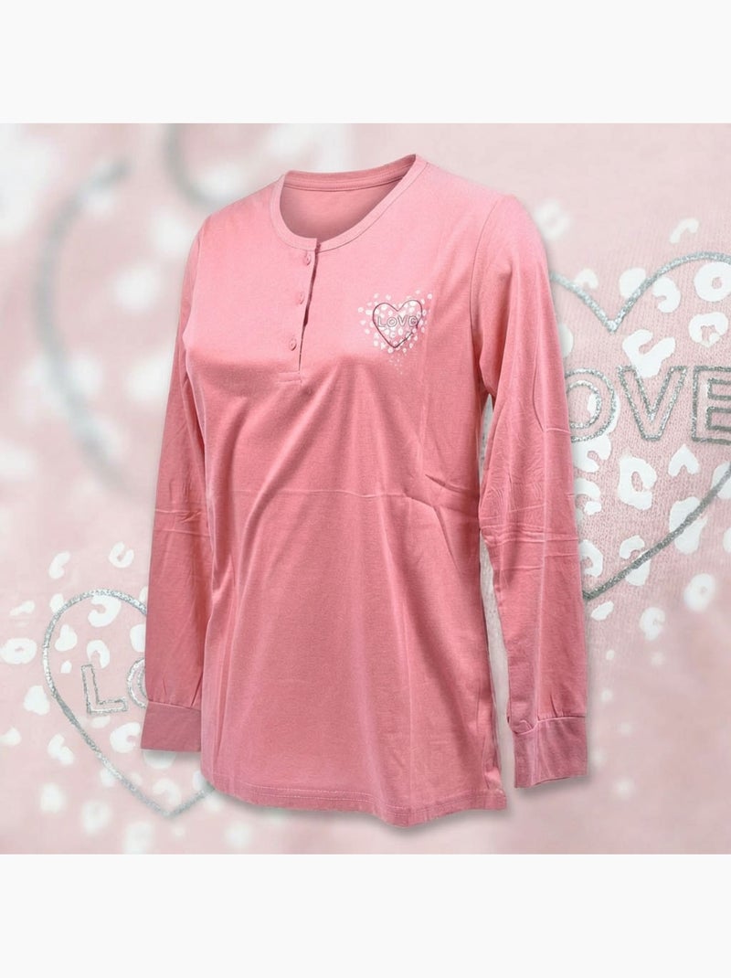 OZABI Conjunto de pijama largo para mujer con mangas largas Rosa - Kiabi