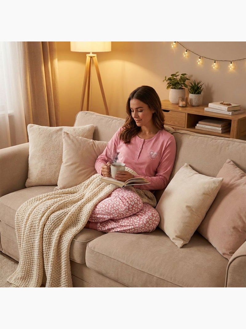 OZABI Conjunto de pijama largo para mujer con mangas largas Rosa - Kiabi