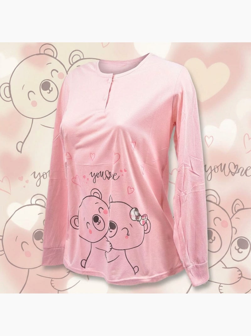 OZABI Conjunto de pijama largo para mujer con mangas largas Rosa - Kiabi