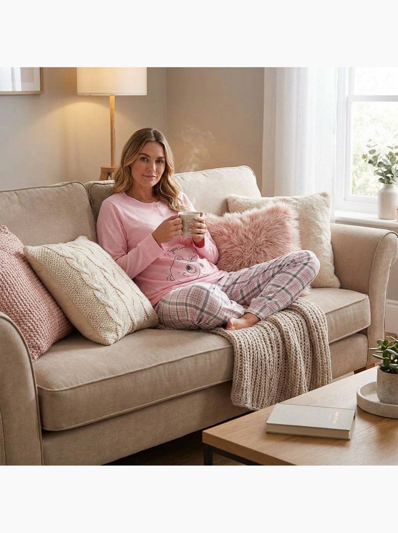 OZABI Conjunto de pijama largo para mujer con mangas largas Rosa - Kiabi