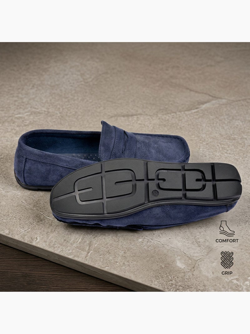 OZABI: mocasines de hombre para la ciudad, cómodos, sin cordones, de nubuck flexible Azul marino - Kiabi