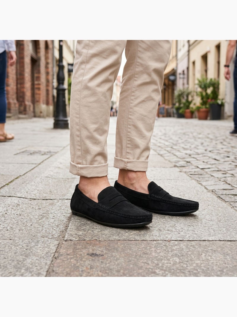 OZABI: mocasines de hombre para la ciudad, cómodos, sin cordones, de nubuck flexible Negro - Kiabi