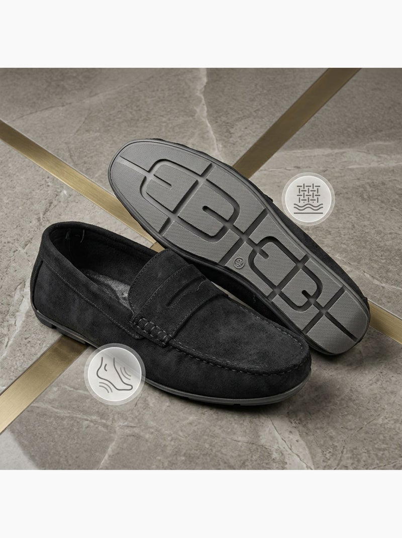 OZABI: mocasines de hombre para la ciudad, cómodos, sin cordones, de nubuck flexible Negro - Kiabi