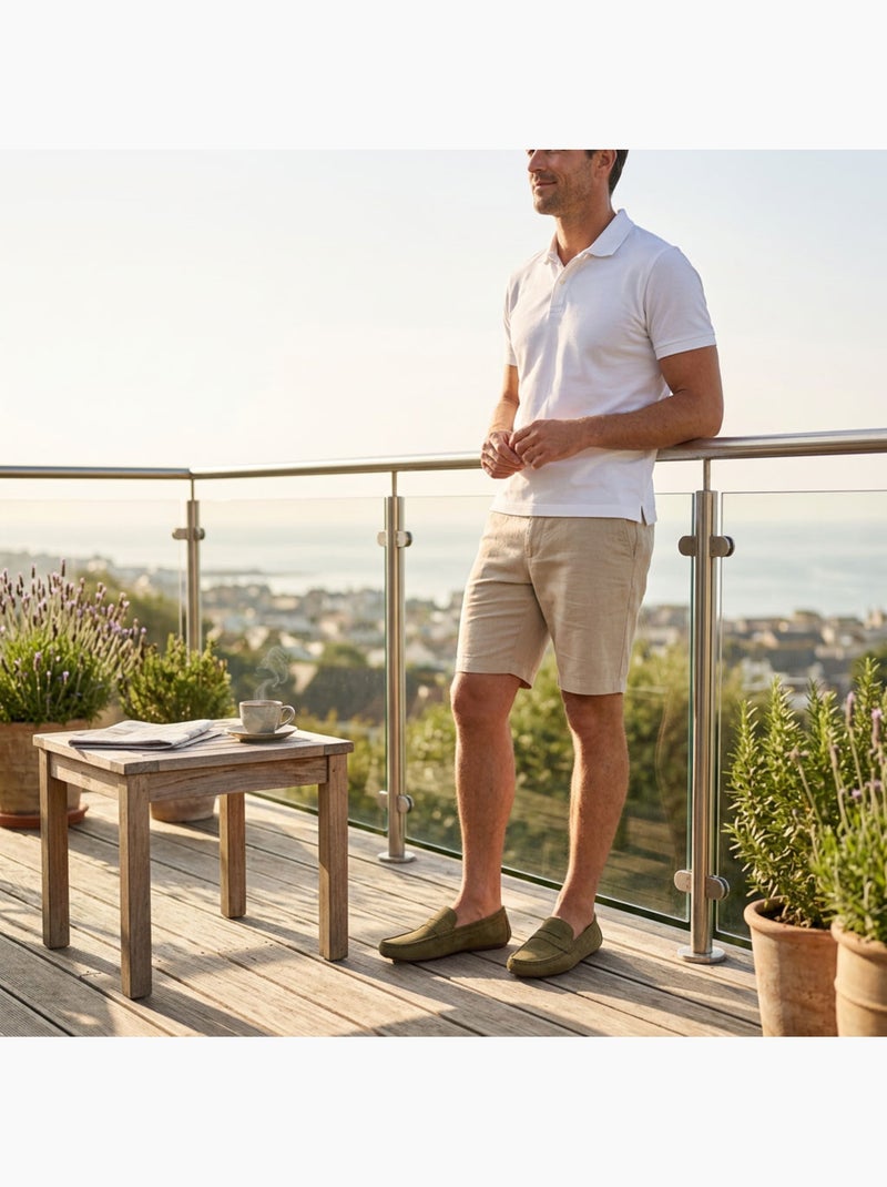 OZABI: mocasines de hombre para la ciudad, cómodos, sin cordones, de nubuck flexible Verde - Kiabi