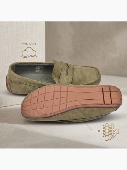 OZABI: mocasines de hombre para la ciudad, cómodos, sin cordones, de nubuck flexible - Kiabi