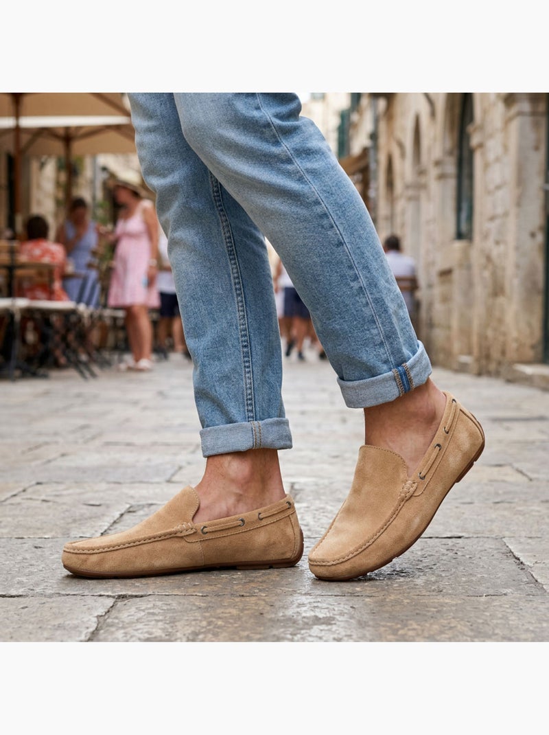 OZABI Mocasines de verano para hombre, estilo náutico, de nubuck flexible Taupe - Kiabi