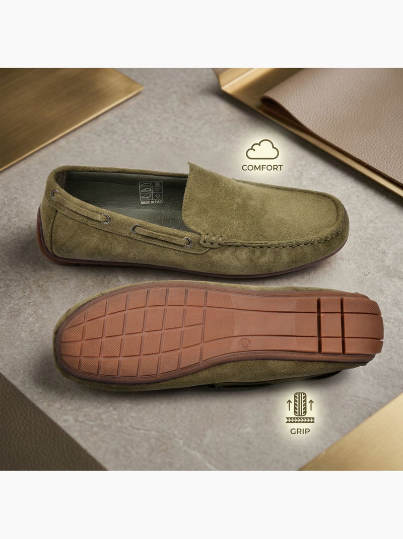 OZABI Mocasines de verano para hombre, estilo náutico, de nubuck flexible Verde - Kiabi