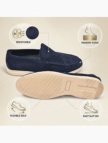 OZABI Mocasines para hombre con microperforaciones, modelo Slip On Premium, cómodos, tallas