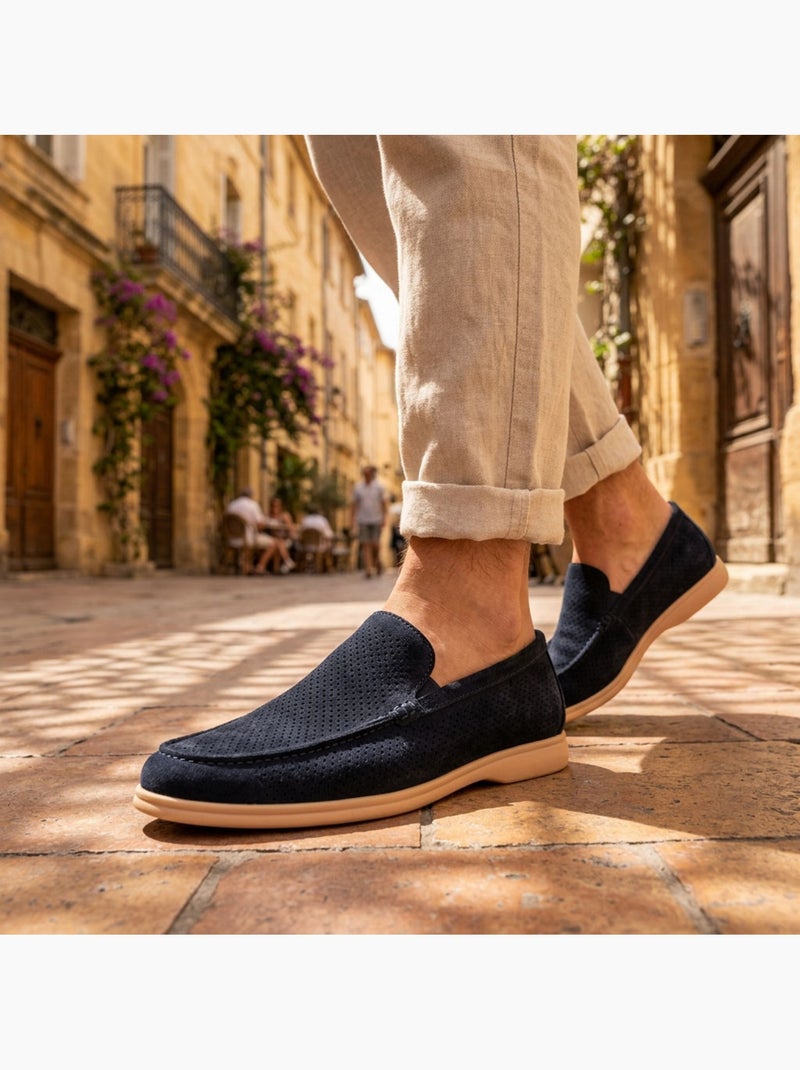 OZABI Mocasines para hombre con microperforaciones, modelo Slip On Premium, cómodos, tallas Azul marino - Kiabi