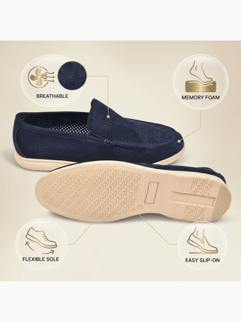 OZABI Mocasines para hombre con microperforaciones, modelo Slip On Premium, cómodos, tallas Azul marino - Kiabi