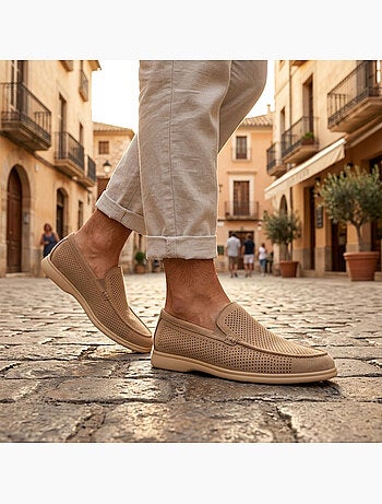 OZABI Mocasines para hombre con microperforaciones, modelo Slip On Premium, cómodos, tallas