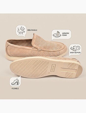 OZABI Mocasines para hombre con microperforaciones, modelo Slip On Premium, cómodos, tallas