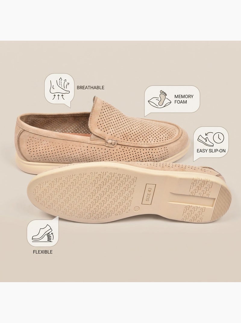 OZABI Mocasines para hombre con microperforaciones, modelo Slip On Premium, cómodos, tallas Beige - Kiabi