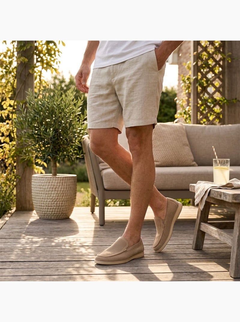OZABI Mocasines para hombre con microperforaciones, modelo Slip On Premium, cómodos, tallas Beige - Kiabi