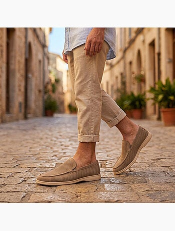 OZABI Mocasines para hombre con microperforaciones, modelo Slip On Premium, cómodos, tallas
