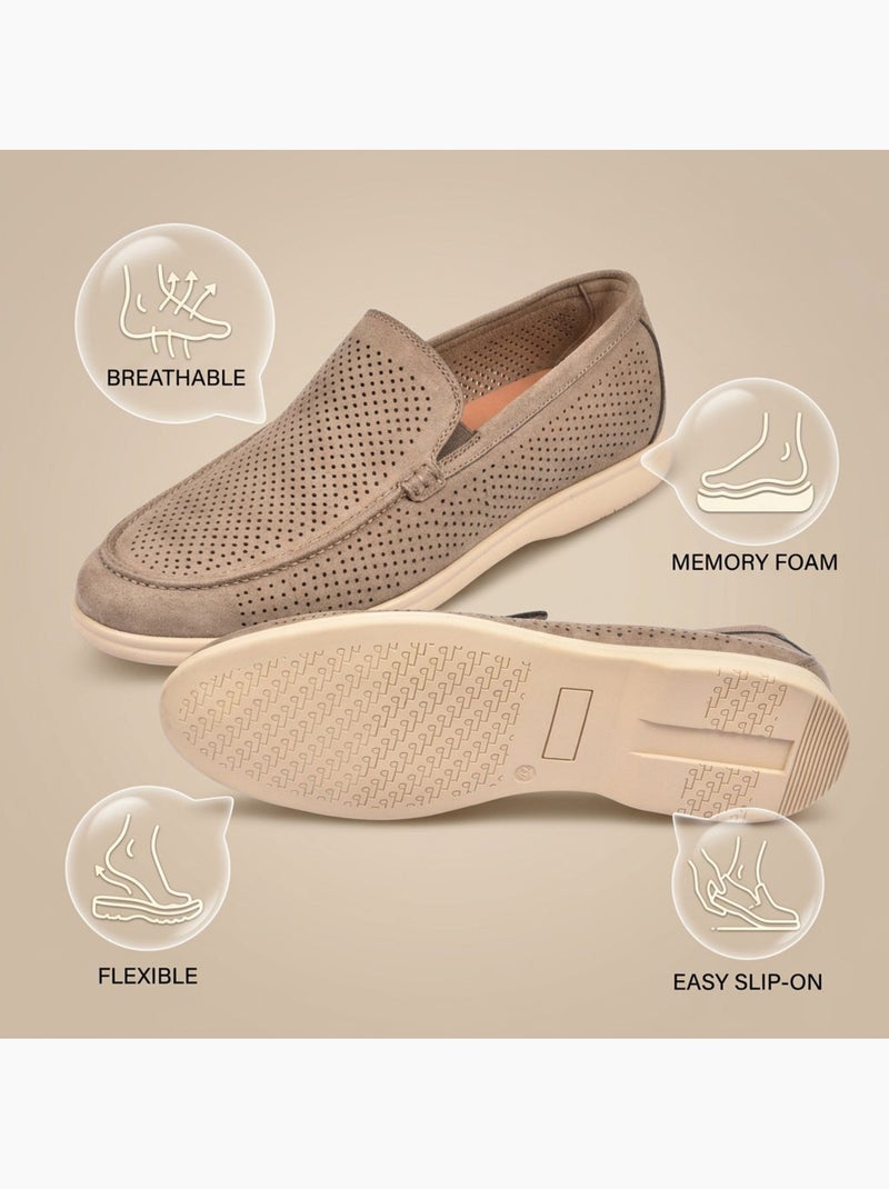 OZABI Mocasines para hombre con microperforaciones, modelo Slip On Premium, cómodos, tallas Taupe - Kiabi