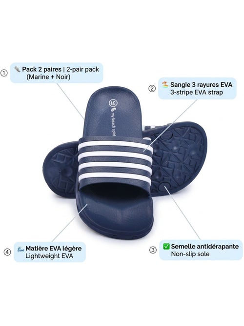 OZABI Pack 2 Pares Chanclas Niño EVA Antideslizante - Kiabi OZABI Pack 2 Pares Chanclas Niño EVA Antideslizante - Kiabi