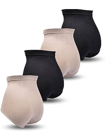 OZABI Pack de 4 braguitas moldeadoras para mujer, de talle alto y para un vientre plano