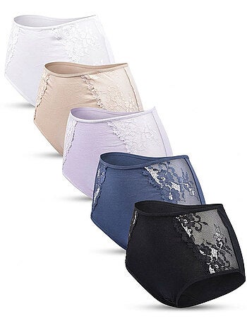 OZABI Pack de braguitas de algodón con encaje para mujer – Lote de 5