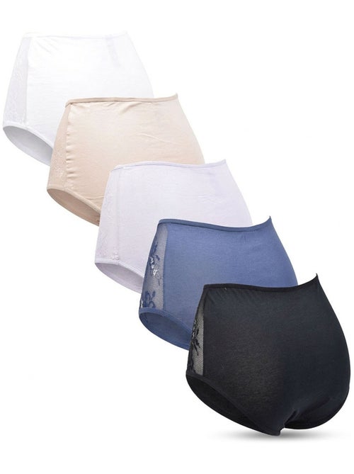 OZABI Pack de braguitas de algodón con encaje para mujer – Lote de 5 - Kiabi