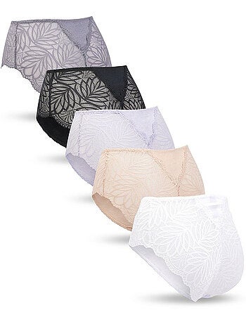 OZABI Pack de braguitas de algodón con encaje para mujer – Lote de 5