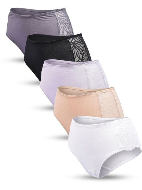 OZABI Pack de braguitas de algodón con encaje para mujer – Lote de 5 - Kiabi