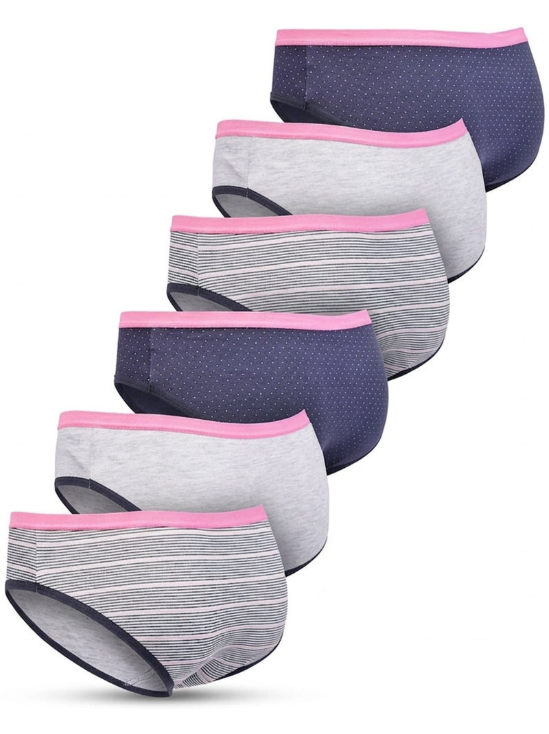 OZABI Pack de braguitas de algodón para niña - Lote de 6 Azul Rosa Gris - Kiabi