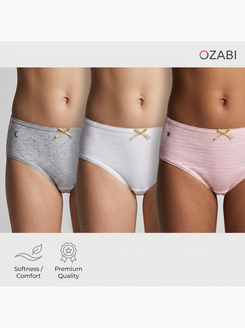 OZABI Pack de braguitas de algodón para niña - Lote de 6 Blanco Rosa claro Gris - Kiabi
