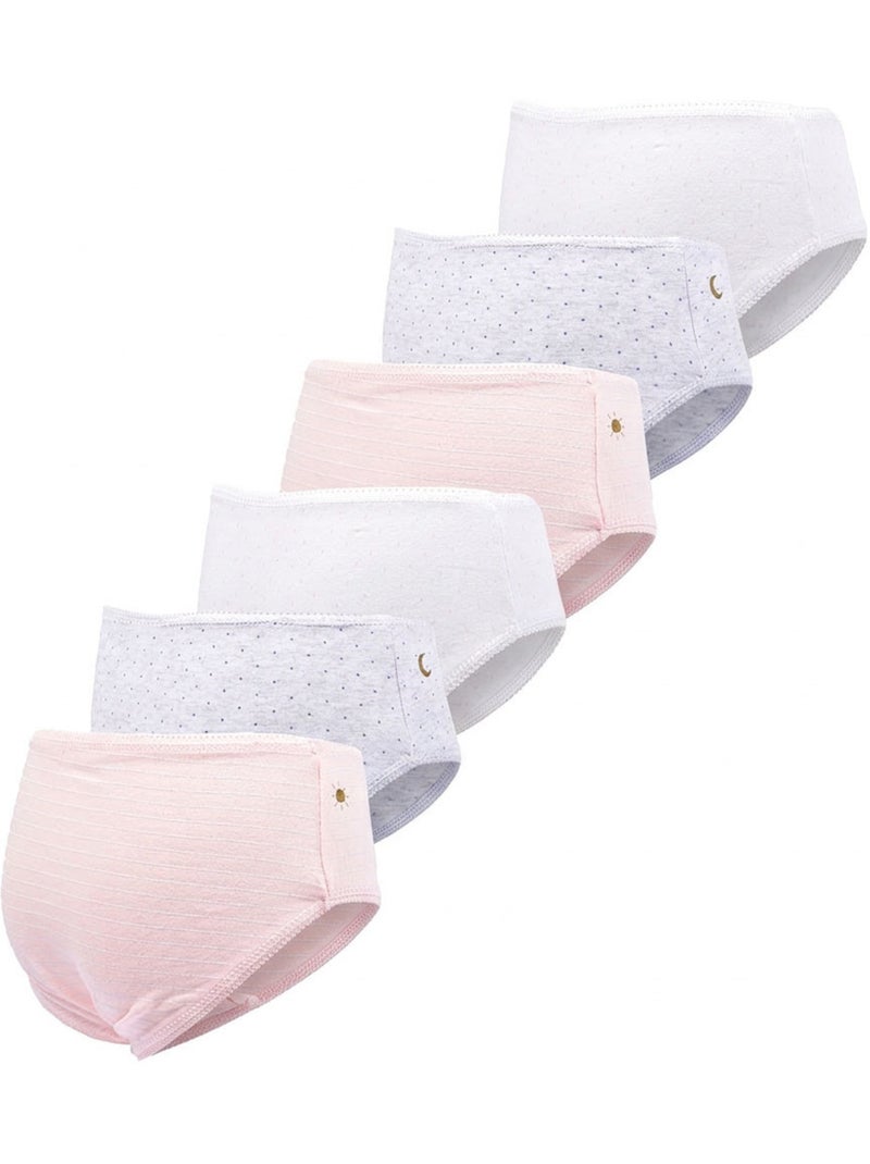 OZABI Pack de braguitas de algodón para niña - Lote de 6 Blanco Rosa claro Gris - Kiabi