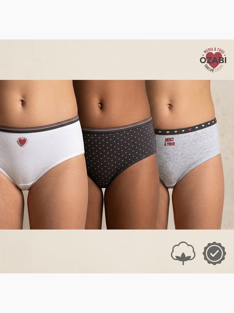 OZABI Pack de braguitas de algodón para niña - Lote de 6 Gris negro blanco - Kiabi