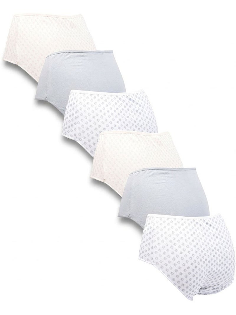 OZABI Pack de braguitas de mujer de cintura alta de algodón – Lote de 6 Blanco Beige Gris - Kiabi