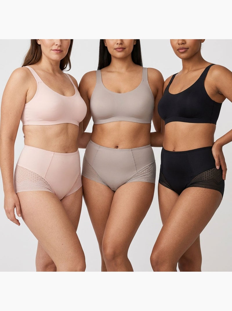 OZABI Pack de braguitas moldeadoras invisibles para mujer con encaje y corte láser – Lote de 6 Beige/Negro - Kiabi