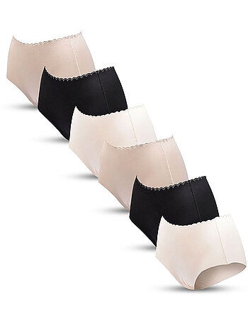 OZABI Pack de braguitas moldeadoras invisibles para mujer con encaje y corte láser – Lote de 6