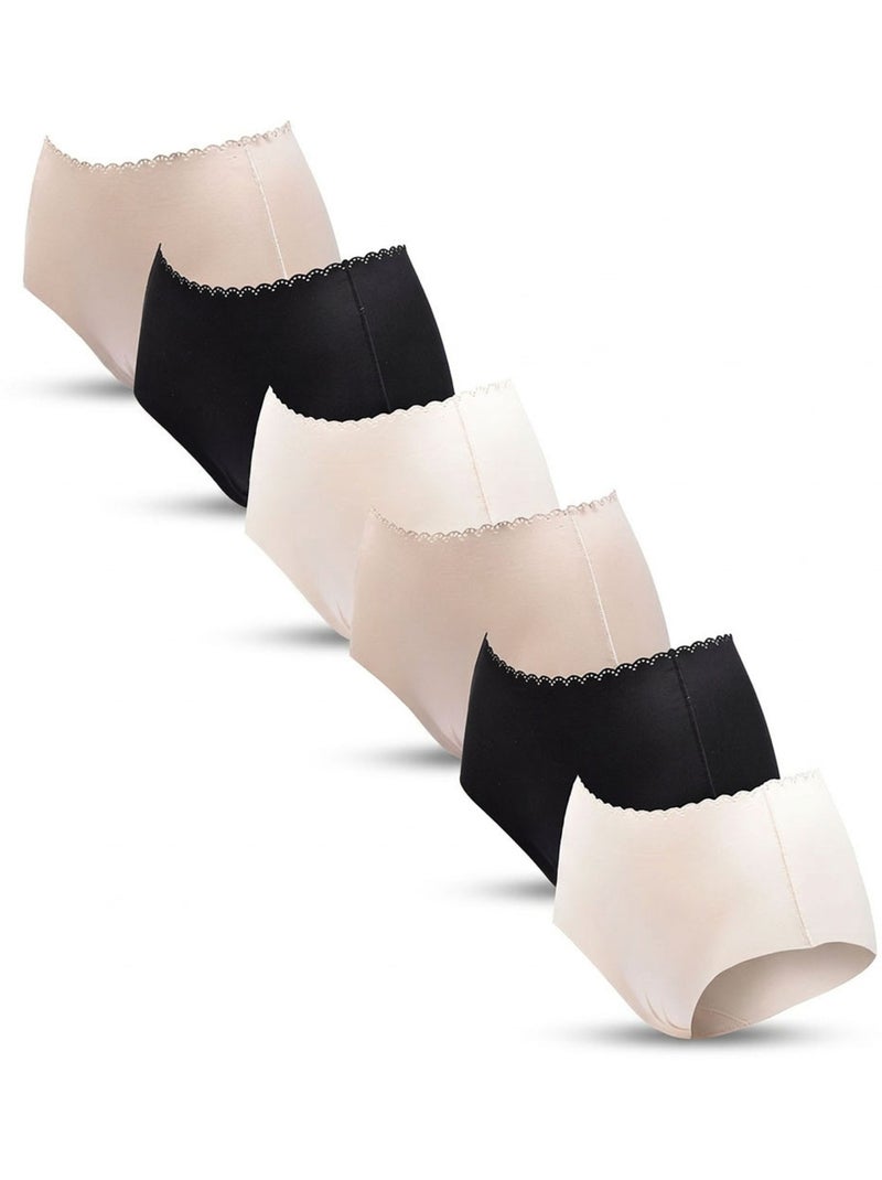 OZABI Pack de braguitas moldeadoras invisibles para mujer con encaje y corte láser – Lote de 6 Negro Multicolor - Kiabi