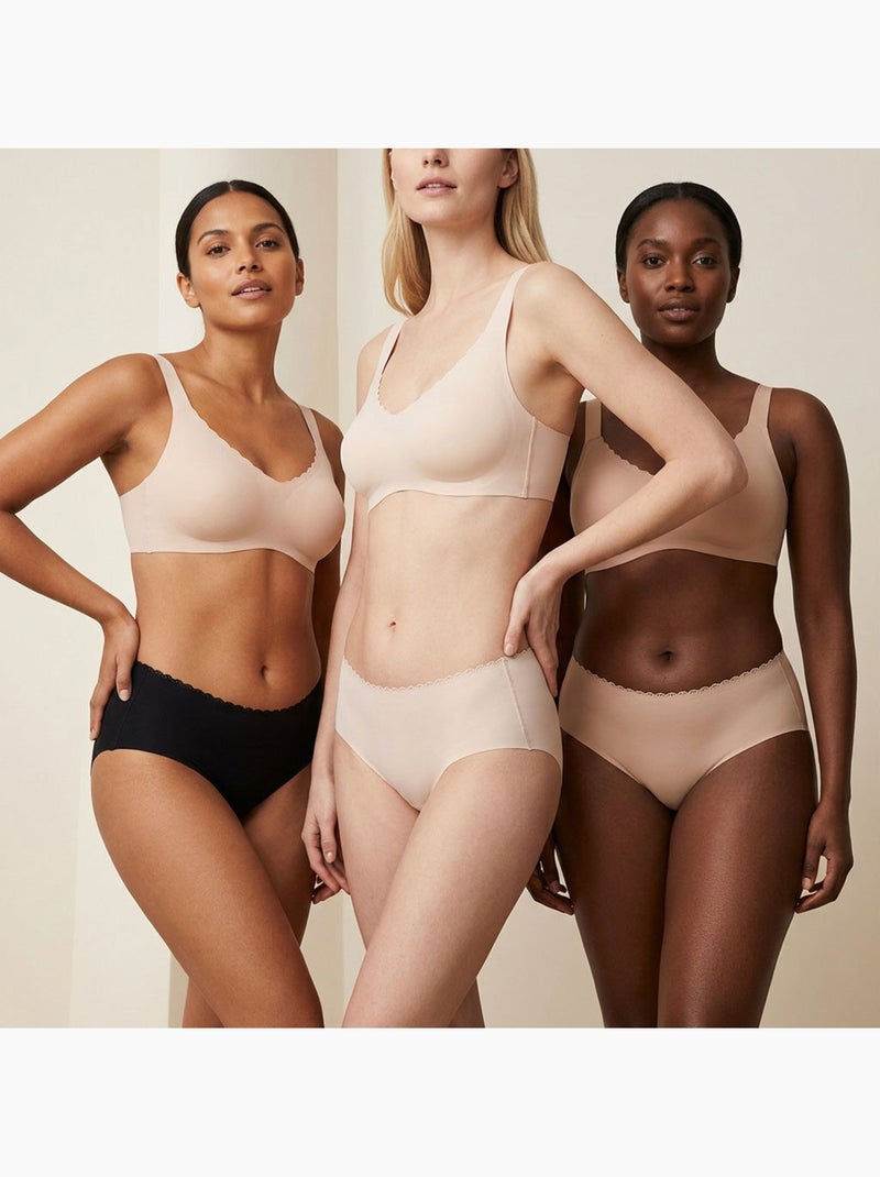 OZABI Pack de braguitas moldeadoras invisibles para mujer con encaje y corte láser – Lote de 6 Negro Multicolor - Kiabi