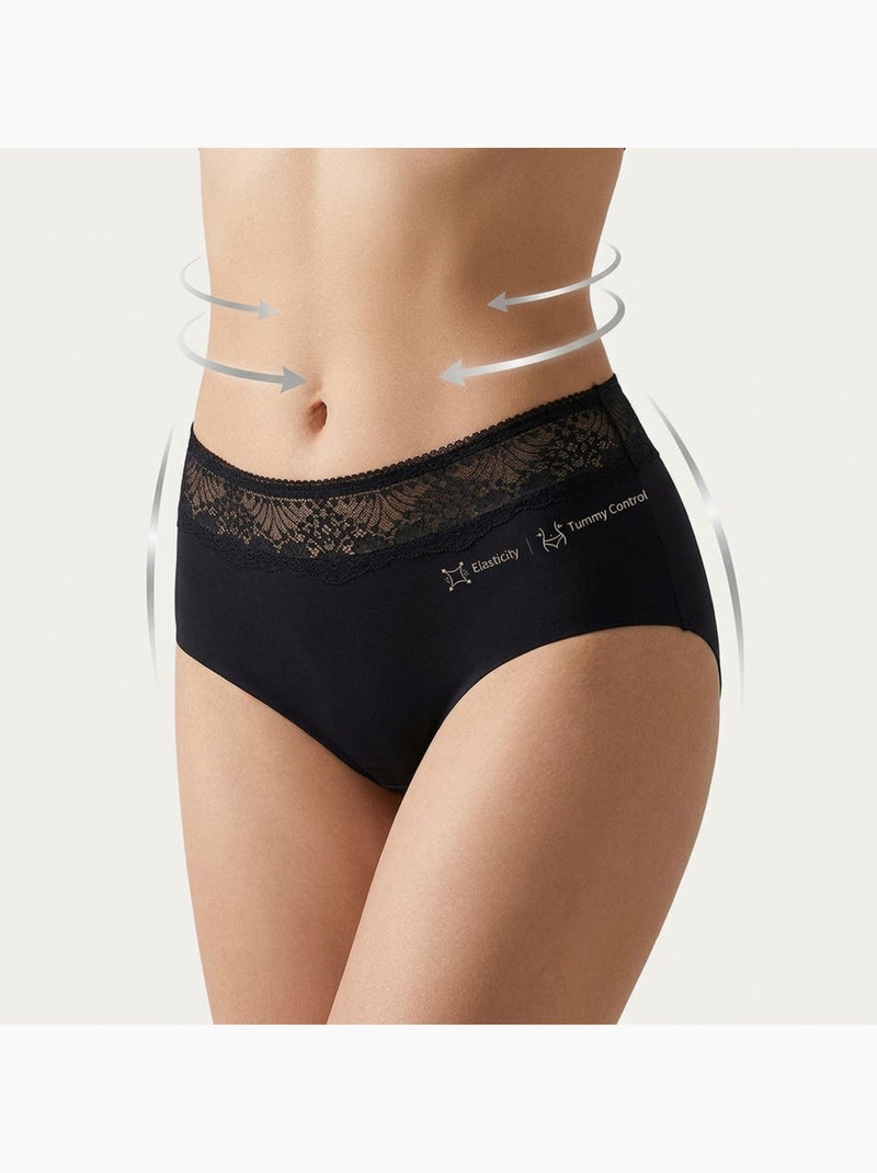 OZABI Pack de braguitas moldeadoras para mujer con encaje invisible – Lote de 4 Beige/Negro - Kiabi