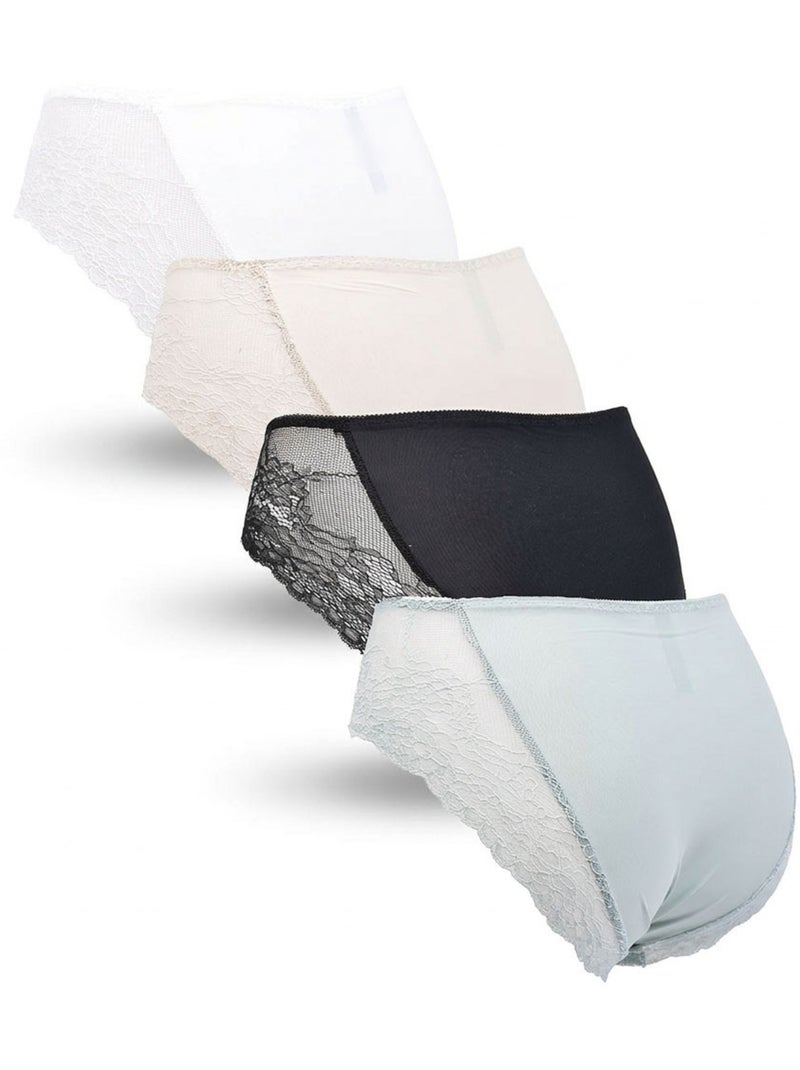OZABI Pack de braguitas moldeadoras para mujer con encaje invisible – Lote de 4 Blanco Azul Negro - Kiabi