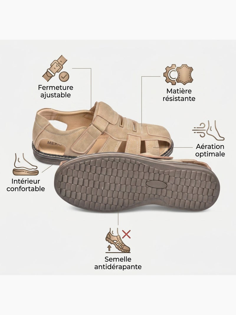 OZABI: sandalias cerradas para hombre, cómodas y frescas para el verano Beige arcilla - Kiabi