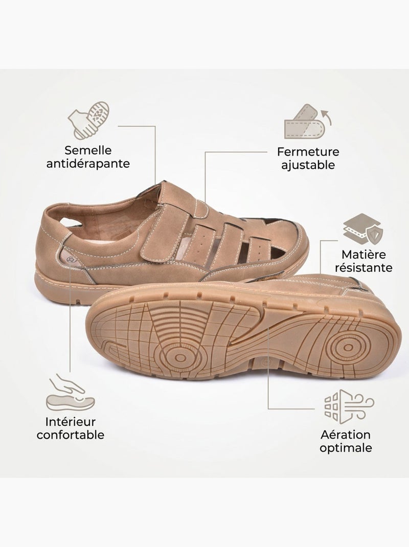 OZABI: sandalias cerradas para hombre, cómodas y frescas para el verano Camel - Kiabi