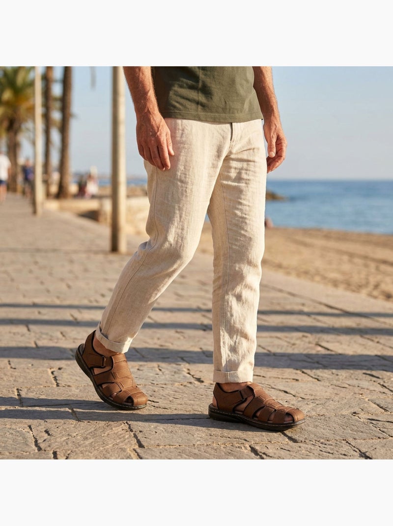OZABI: sandalias cerradas para hombre, cómodas y frescas para el verano Marrón chocolate - Kiabi