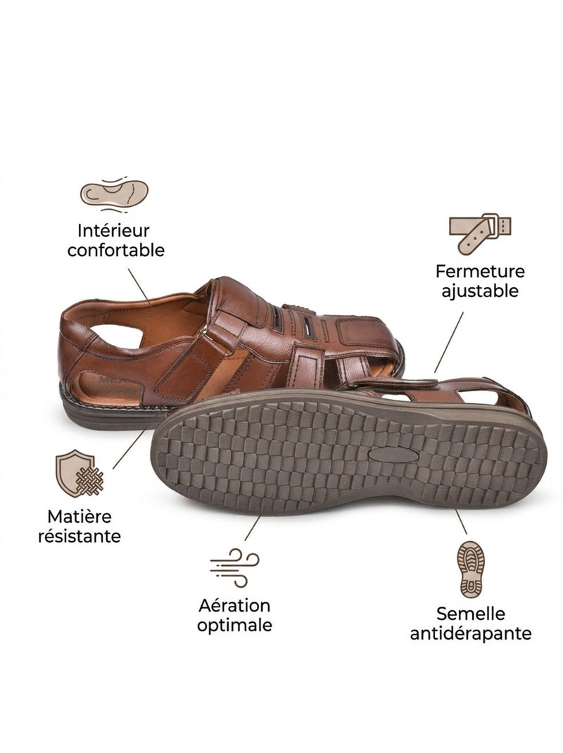 OZABI: sandalias cerradas para hombre, cómodas y frescas para el verano Marrón - Kiabi