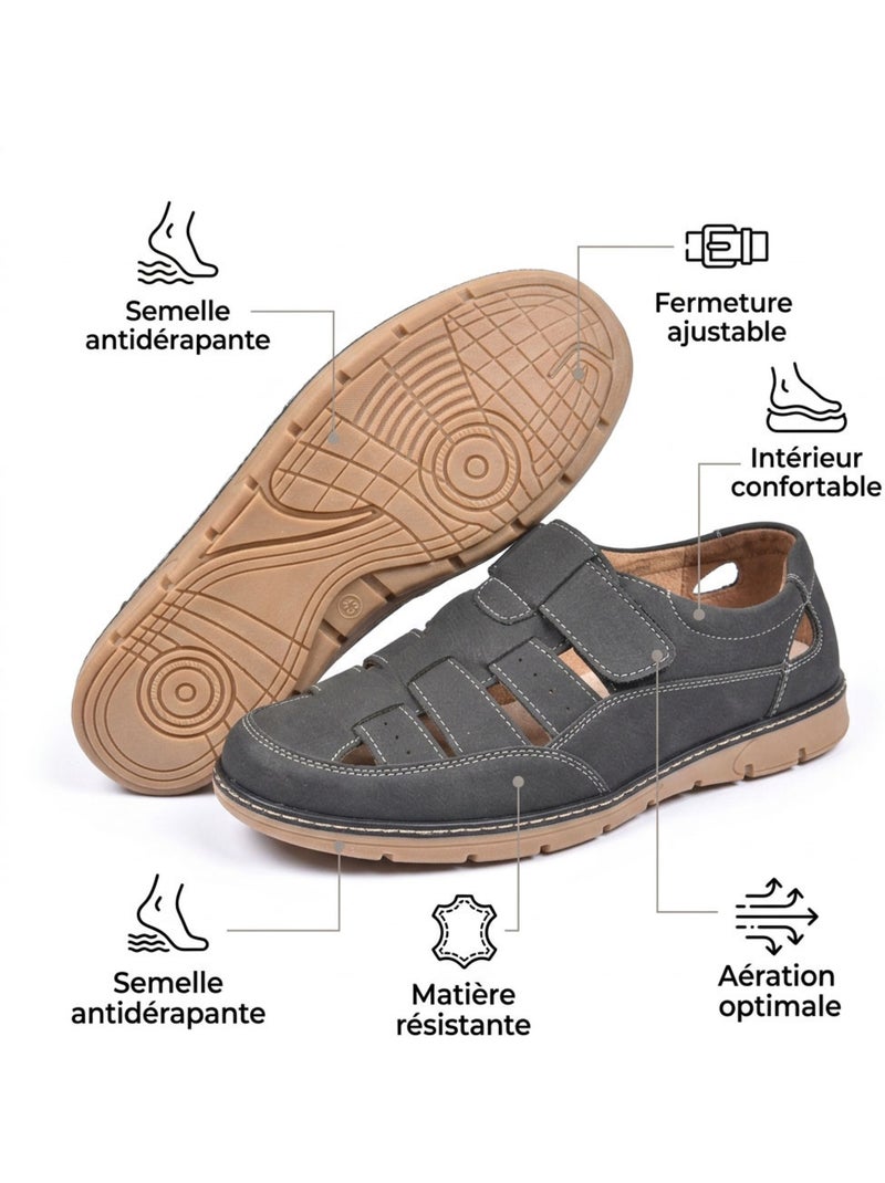 OZABI: sandalias cerradas para hombre, cómodas y frescas para el verano Negro ébano - Kiabi