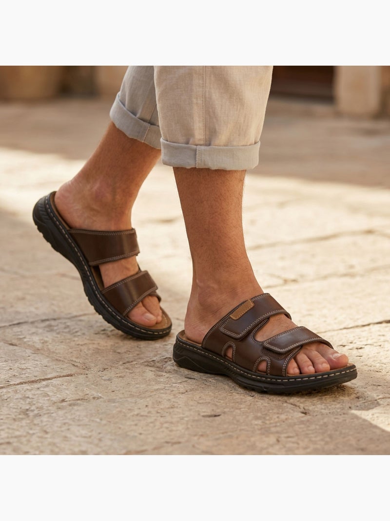 OZABI Sandalias Hombre Confort Doble Velcro Antideslizantes VeranoCharacter count: 66 characters ✓ Marrón - Kiabi