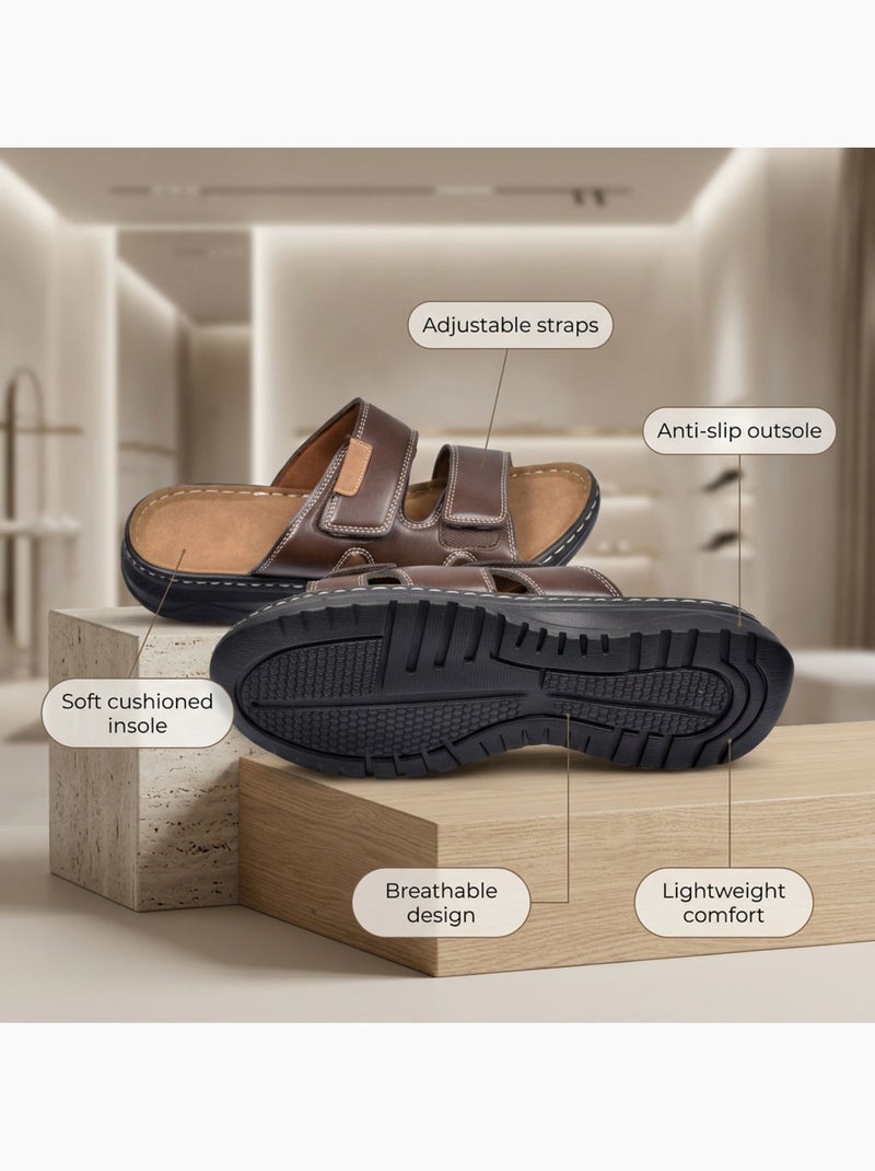 OZABI Sandalias Hombre Confort Doble Velcro Antideslizantes VeranoCharacter count: 66 characters ✓ Marrón - Kiabi