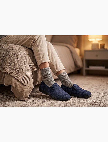 OZABI: Zapatillas de casa para mujer, tipo charentaise, cálidas, forradas y con suela antideslizante