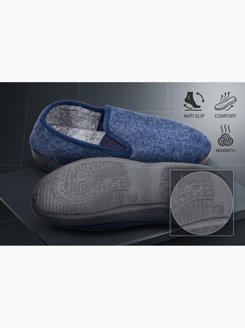 OZABI: Zapatillas de casa para mujer, tipo charentaise, cálidas, forradas y con suela antideslizante Azul - Kiabi