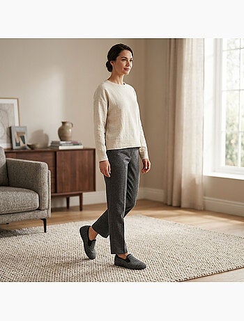 OZABI: Zapatillas de casa para mujer, tipo charentaise, cálidas, forradas y con suela antideslizante