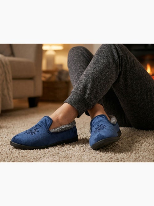 OZABI: zapatillas de terciopelo para mujer, tipo charentaise, cálidas y antideslizantes - Kiabi