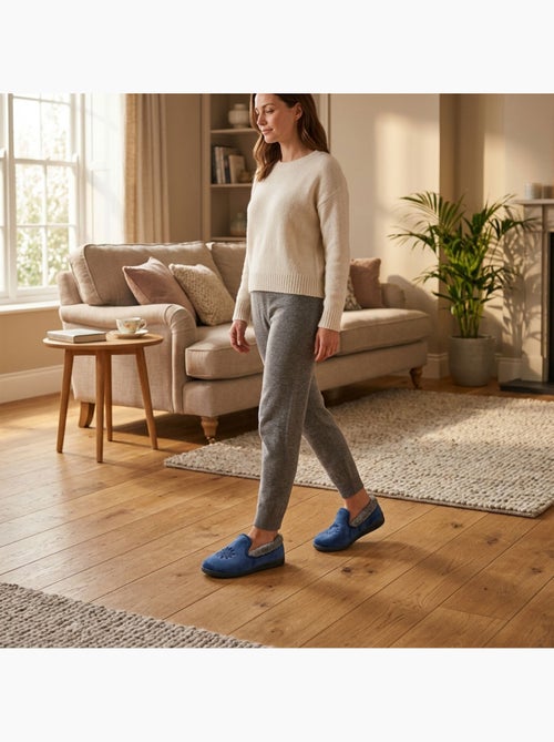 OZABI: zapatillas de terciopelo para mujer, tipo charentaise, cálidas y antideslizantes - Kiabi